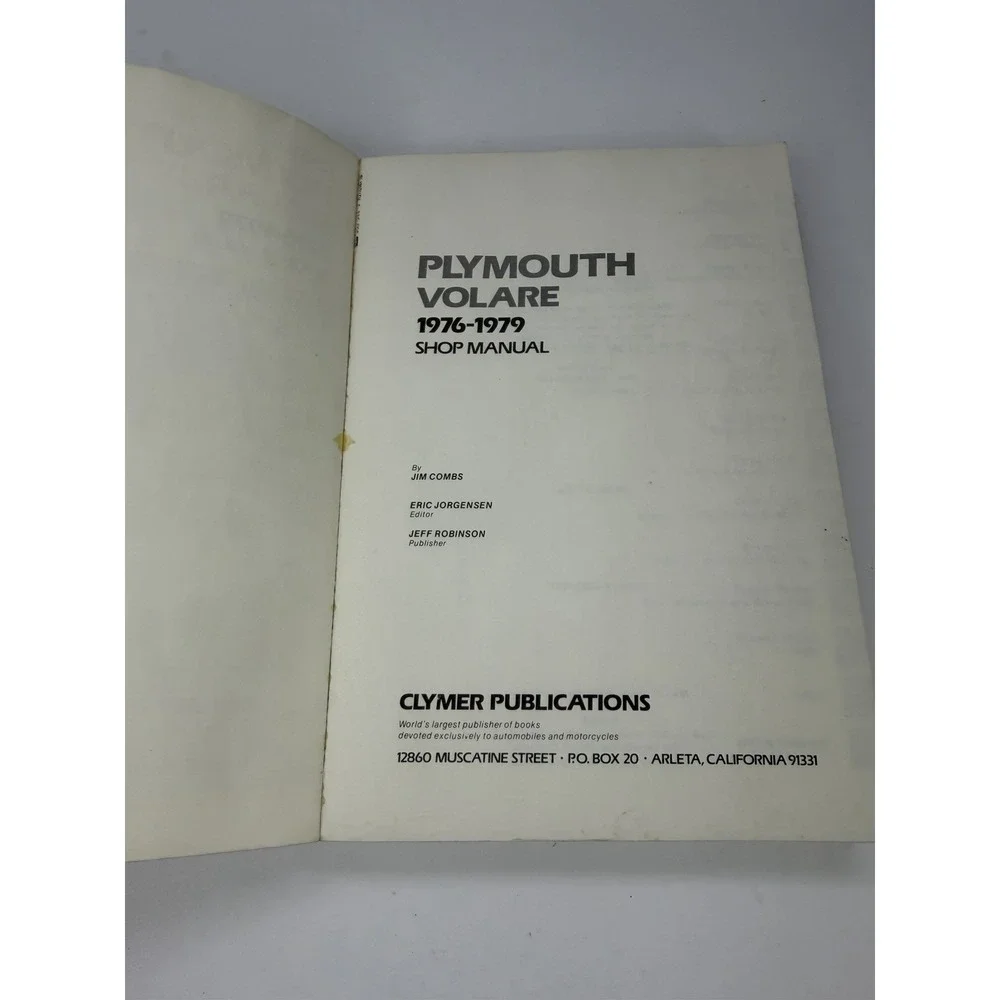 Clymer Auto Repair Shop Manual for Plymouth Volare 1976-79 A236 Dodge Aspen